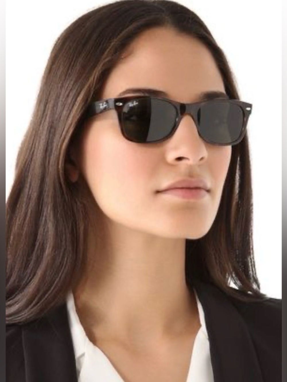 Ray-Ban RB2132 “New Wayfarer” Black Sunglasses with Brown Case
